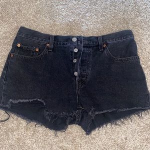 Distressed Levi’s black Jean cut off shorts gently used condition super cute